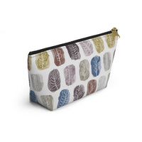 Watercolor Leaf Stamp Accessory Pouch w T-bottom in Purple